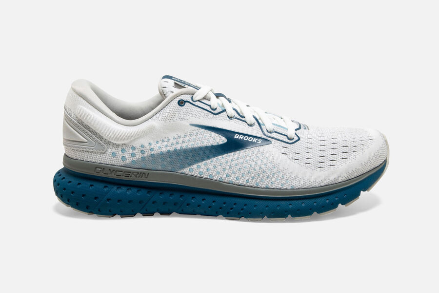 Tenis Corrida Brooks Glycerin 18 Masculino Brasil - Branco/Cinzentas/Azul Marinho 7315982-PF